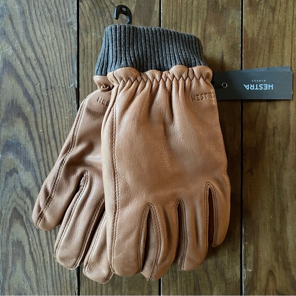 Hestra Men’s Tore Deerskin Leather Gloves in Cork, Size 10, Extra Large, XL - Picture 1 of 2
